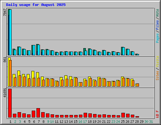 Daily usage for August 2025